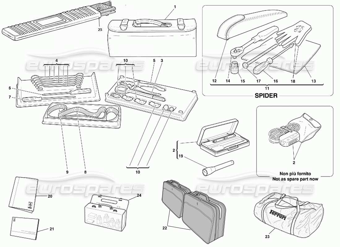 Ferrari 355 (5.2 Motronic) Tools Equipment - Documents & Accessories Part Diagram