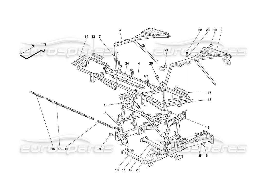 Ferrari 355 (5.2 Motronic) Frame - Rear Part Elements Part Diagram
