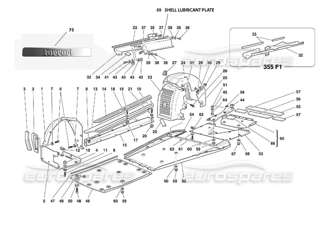 Ferrari 355 (5.2 Motronic) Body - Shield and Wheelhouses Part Diagram