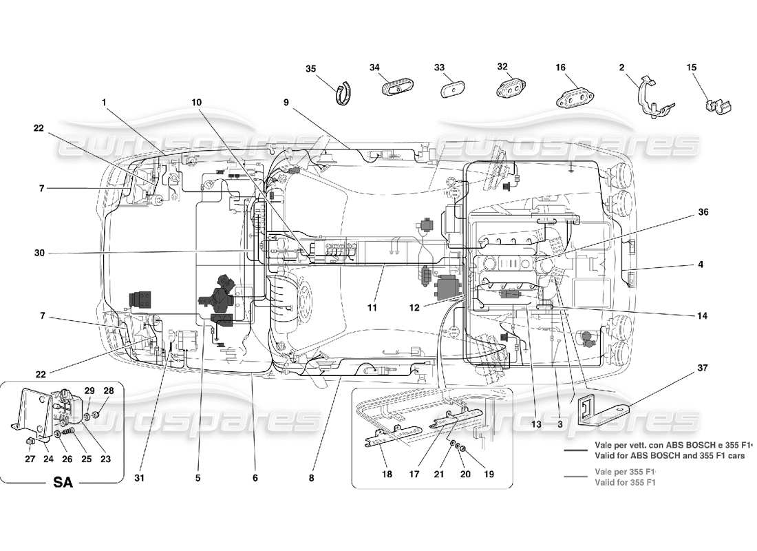 Ferrari 355 (5.2 Motronic) electrical system Part Diagram