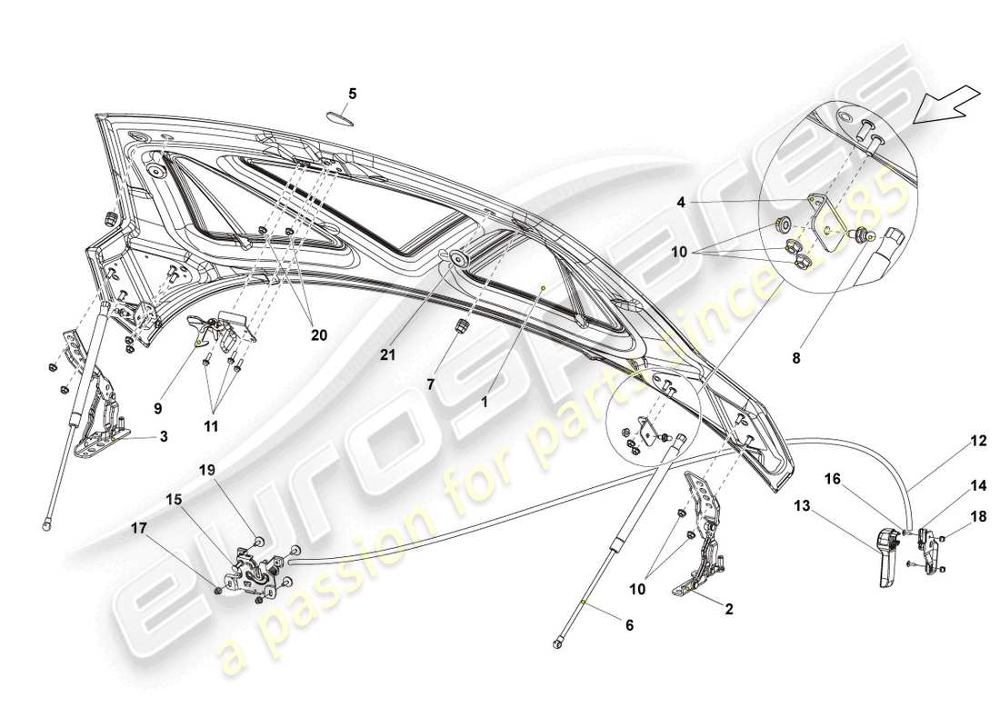 Lamborghini Gallardo Coupe (2005) BONNET Part Diagram