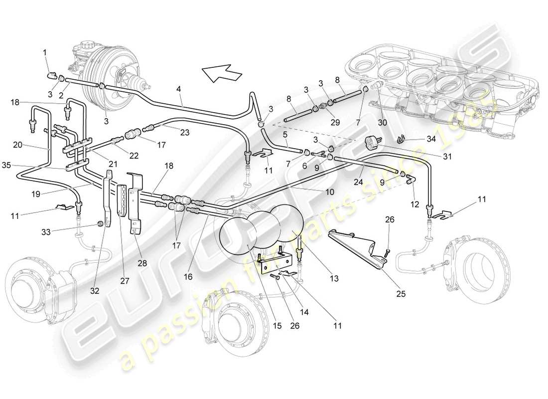 Lamborghini Gallardo Coupe (2007) BRAKE PIPE Part Diagram