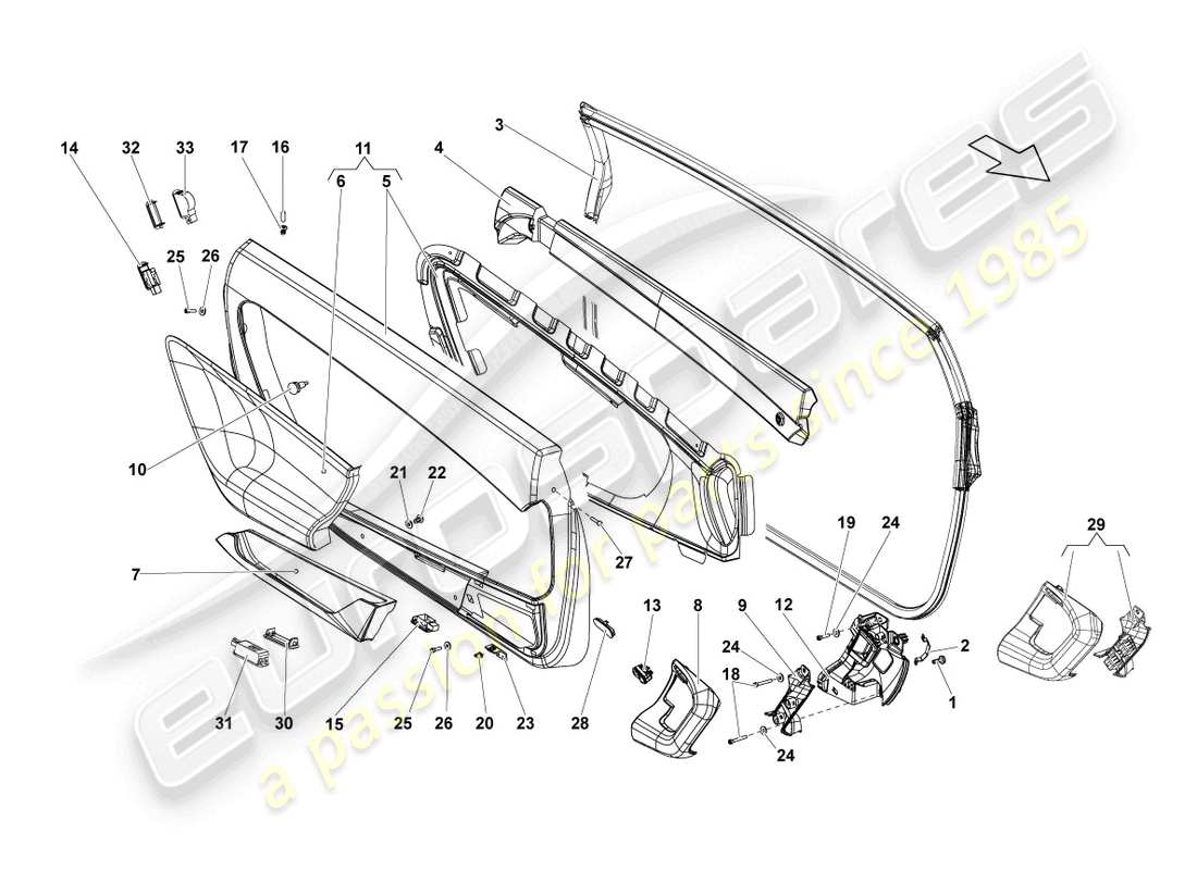 Lamborghini Gallardo Coupe (2007) DOOR PANEL Part Diagram