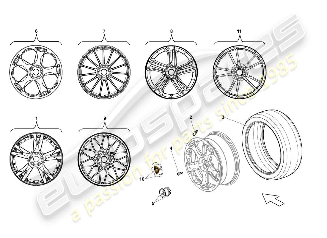 Lamborghini Gallardo Coupe (2008) RIM FRONT Part Diagram