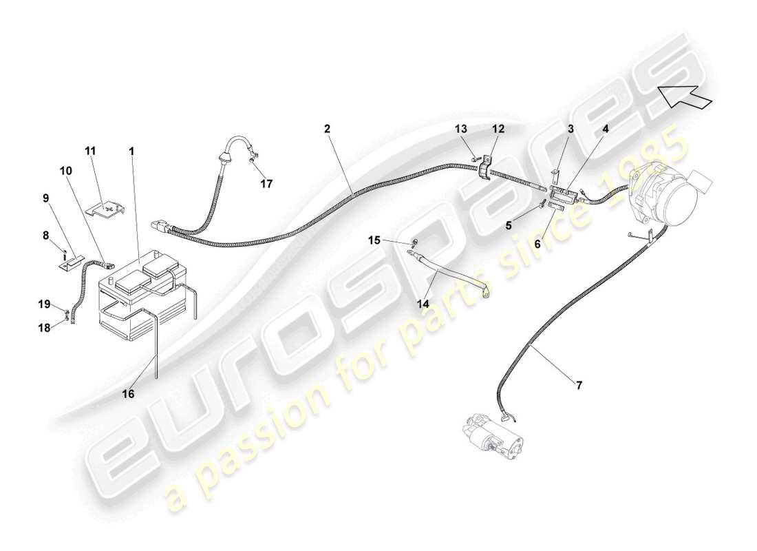 Lamborghini Gallardo Coupe (2008) Battery Part Diagram