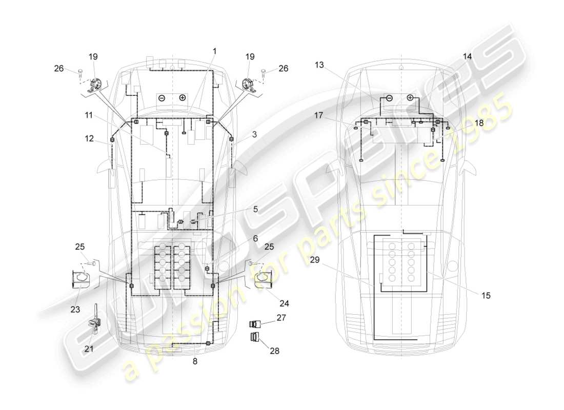 Lamborghini Gallardo Coupe (2008) Wiring Looms Part Diagram