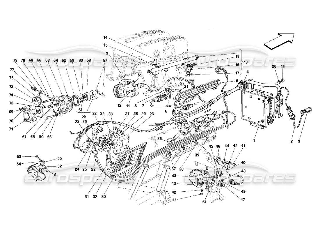 Ferrari 348 (2.7 Motronic) air injection - ignition Part Diagram