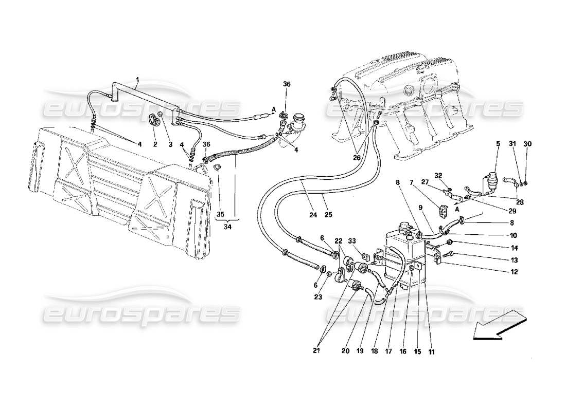 Ferrari 348 (2.7 Motronic) Antievaporation Device Part Diagram