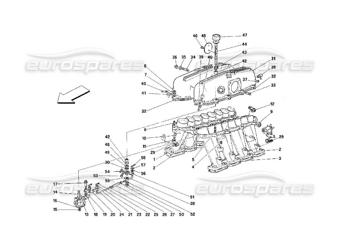Ferrari 348 (2.7 Motronic) manifolds and covers Part Diagram