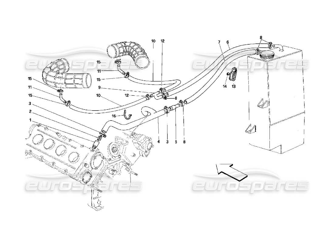 Ferrari 348 (2.7 Motronic) Blow - By System Part Diagram