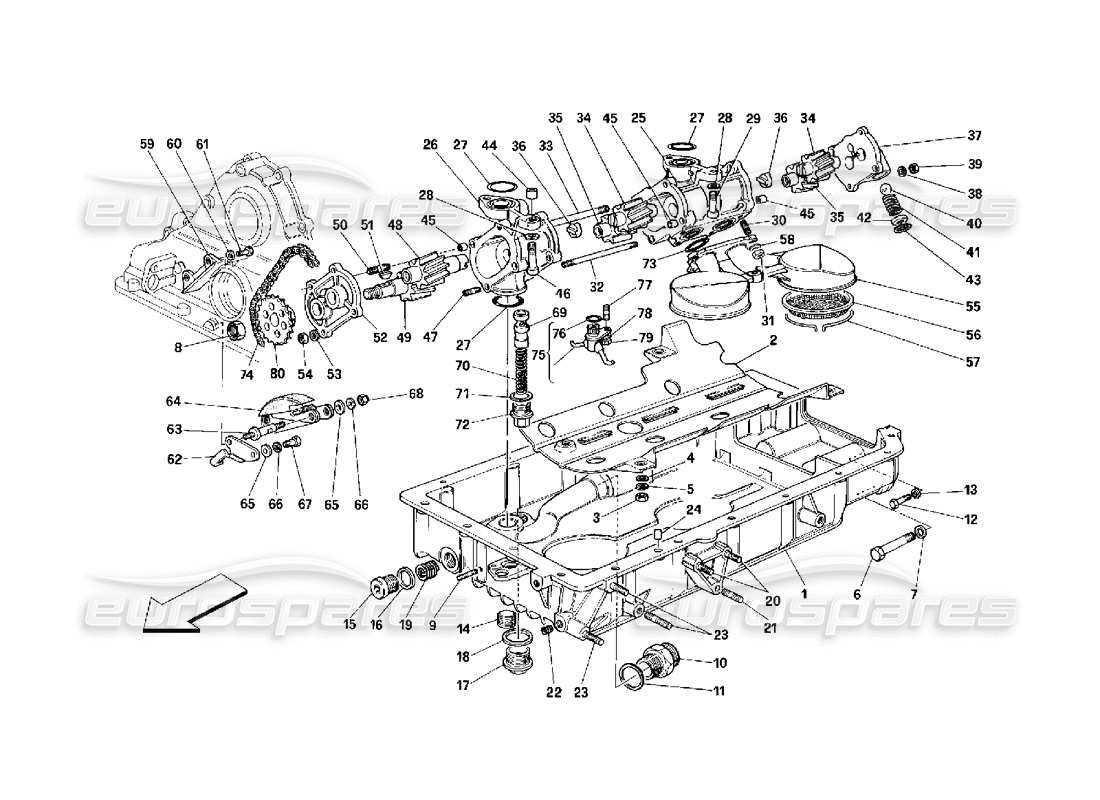 Ferrari 348 (2.7 Motronic) Lubrication - Pumps and Oil Sumps Part Diagram
