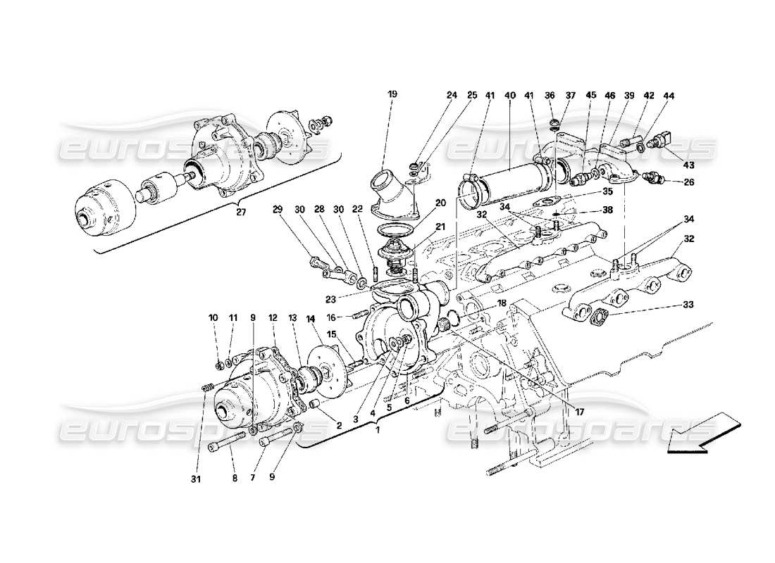 Ferrari 348 (2.7 Motronic) WATER PUMP Part Diagram