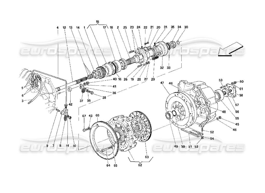 Ferrari 348 (2.7 Motronic) Clutch and Controls Part Diagram