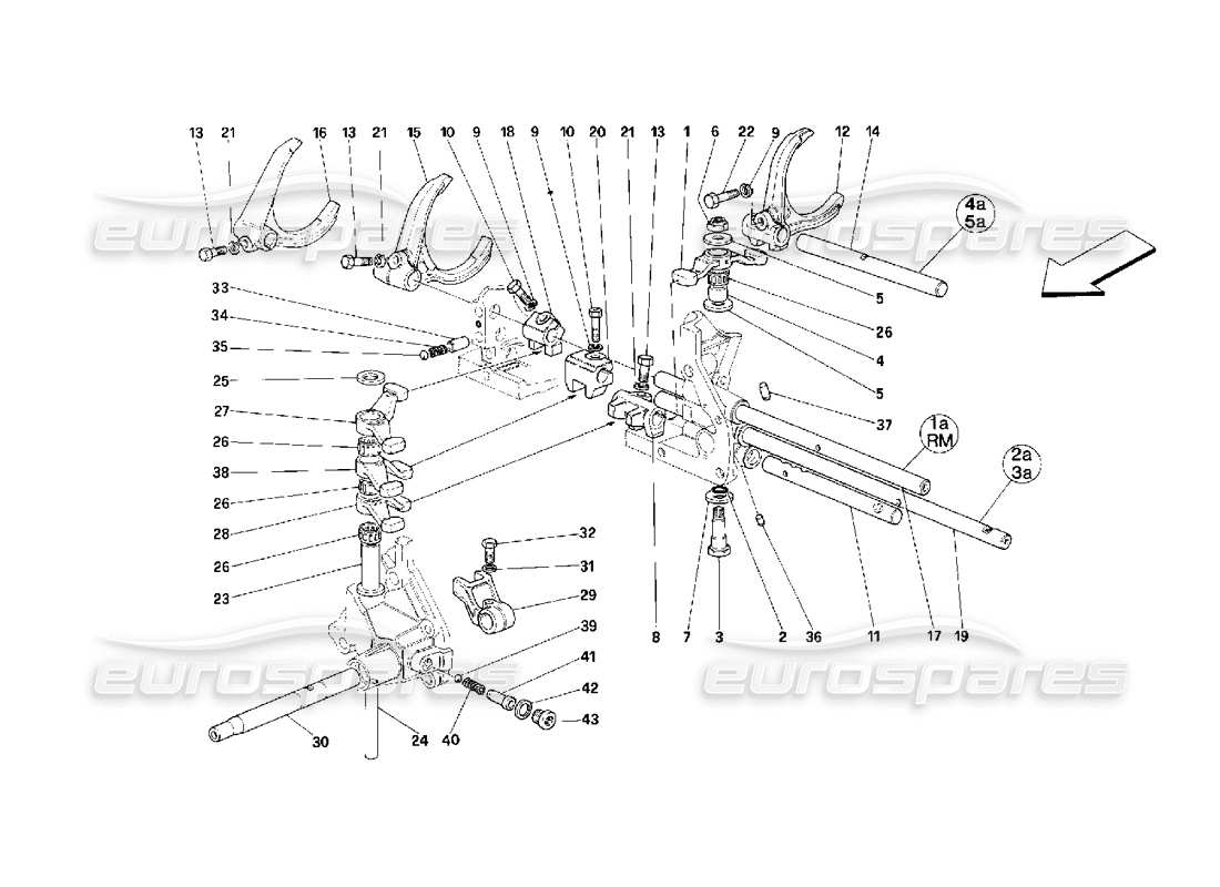 Ferrari 348 (2.7 Motronic) Inside Gearbox Controls Part Diagram
