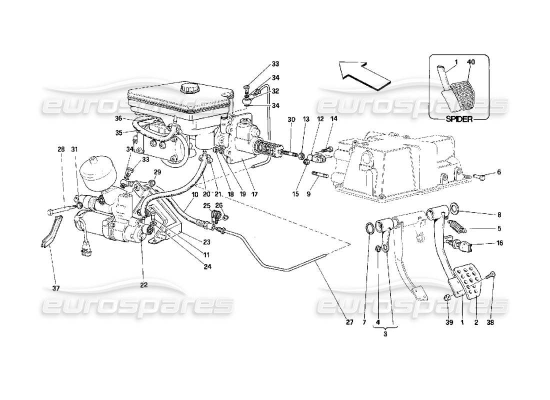 Ferrari 348 (2.7 Motronic) brake hidraulic Part Diagram