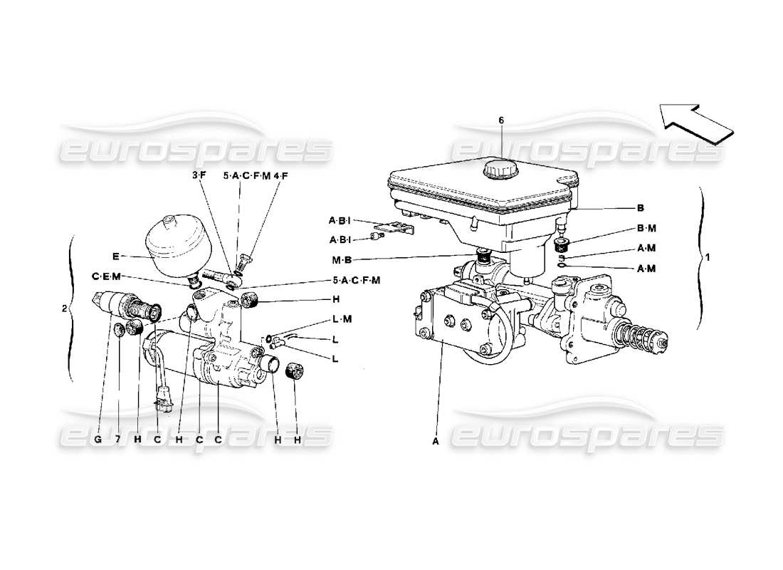 Ferrari 348 (2.7 Motronic) Hydraulic System for Antiskid Part Diagram