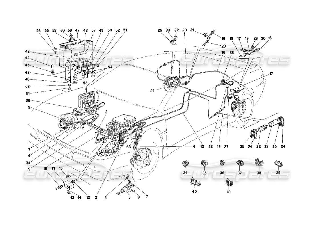 Ferrari 348 (2.7 Motronic) Brake System Part Diagram