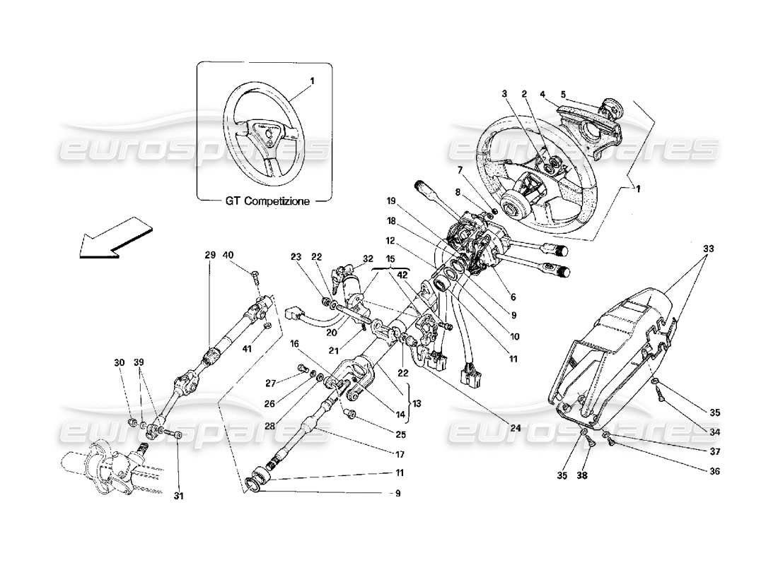 Ferrari 348 (2.7 Motronic) Steering Column Part Diagram