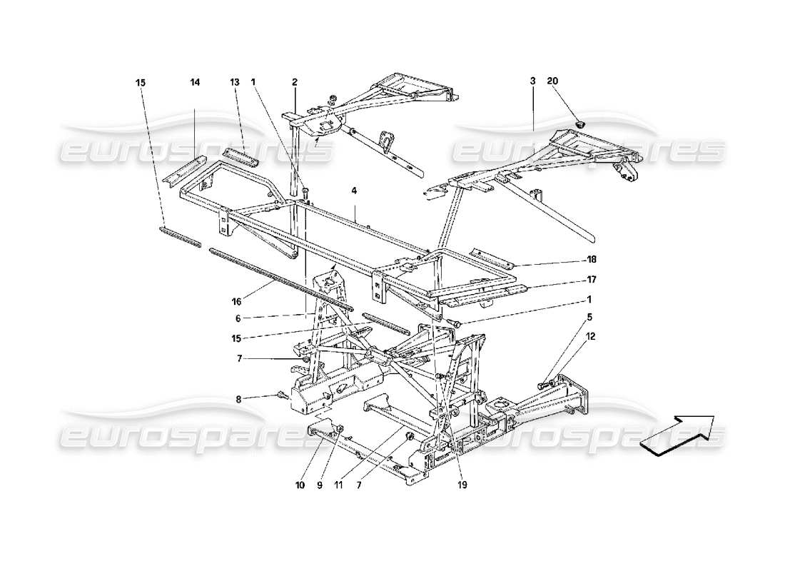 Ferrari 348 (2.7 Motronic) Frame - Rear Part Elements Part Diagram