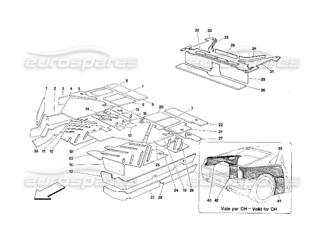 Ferrari 348 (2.7 Motronic) passengers comp. insulations Part Diagram