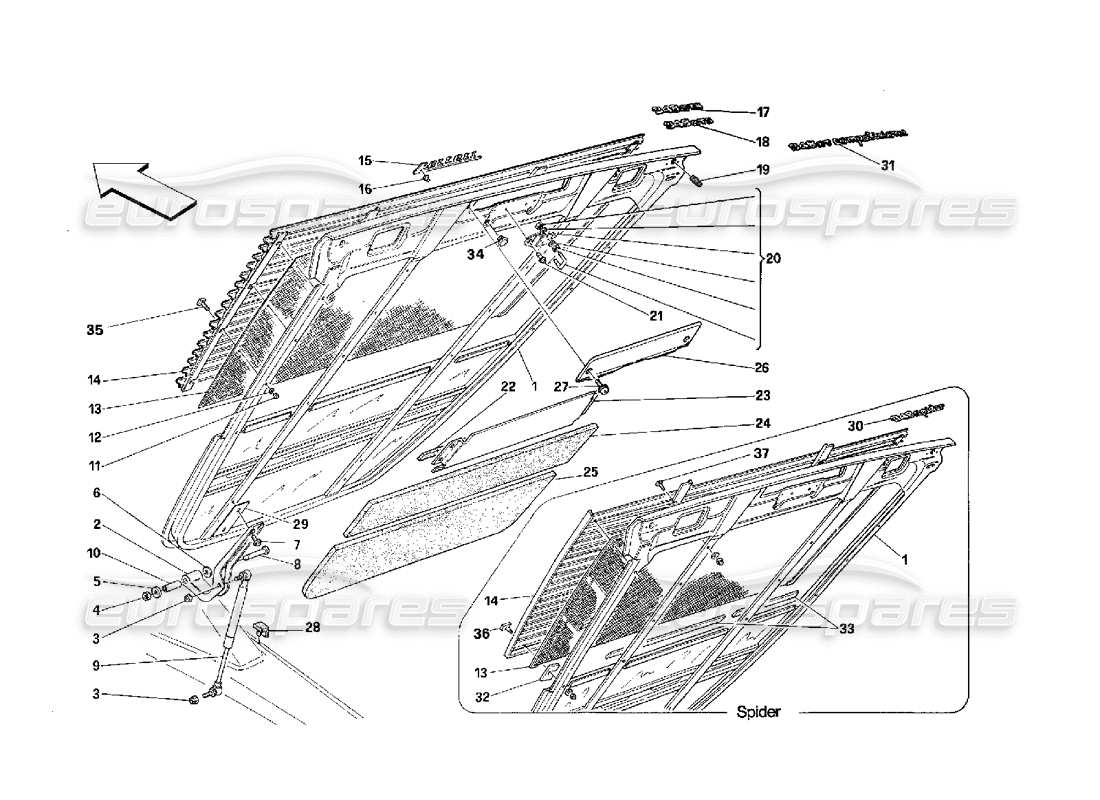 Ferrari 348 (2.7 Motronic) Rear Hood Part Diagram