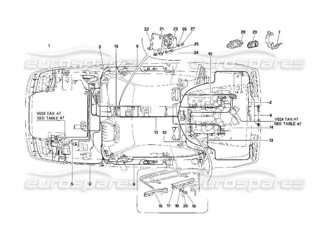 Ferrari 348 (2.7 Motronic) electrical system Part Diagram