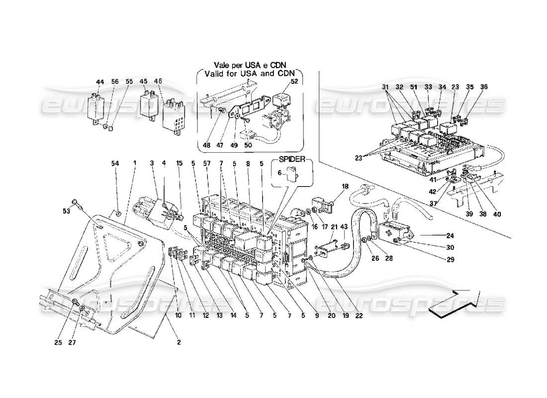 Ferrari 348 (2.7 Motronic) Electrical Boards Part Diagram