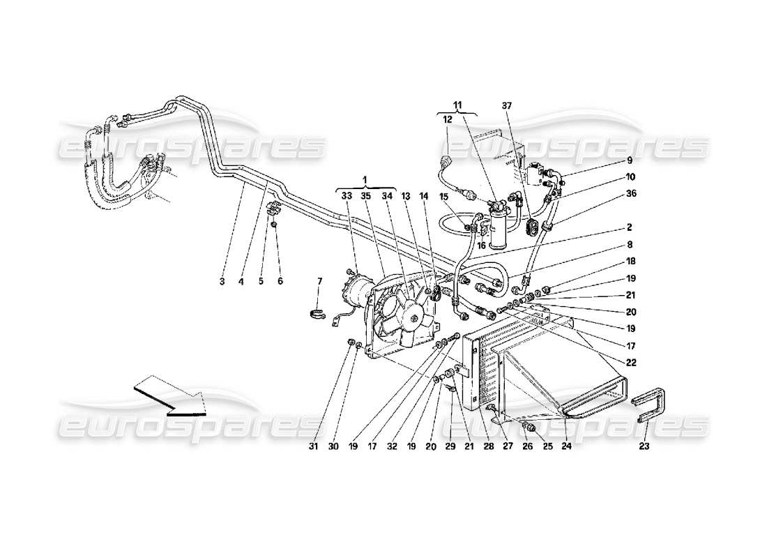 Ferrari 348 (2.7 Motronic) air conditioning system Part Diagram