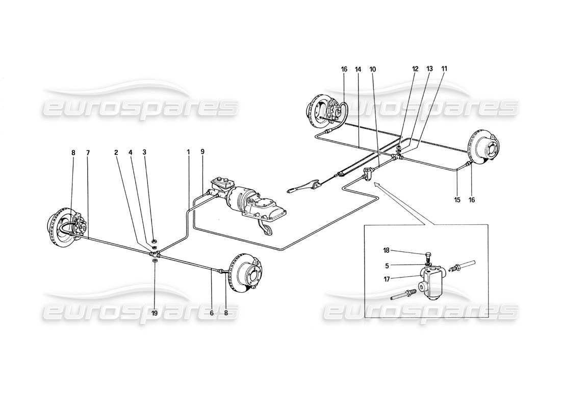 Ferrari 328 (1985) Brake System Part Diagram