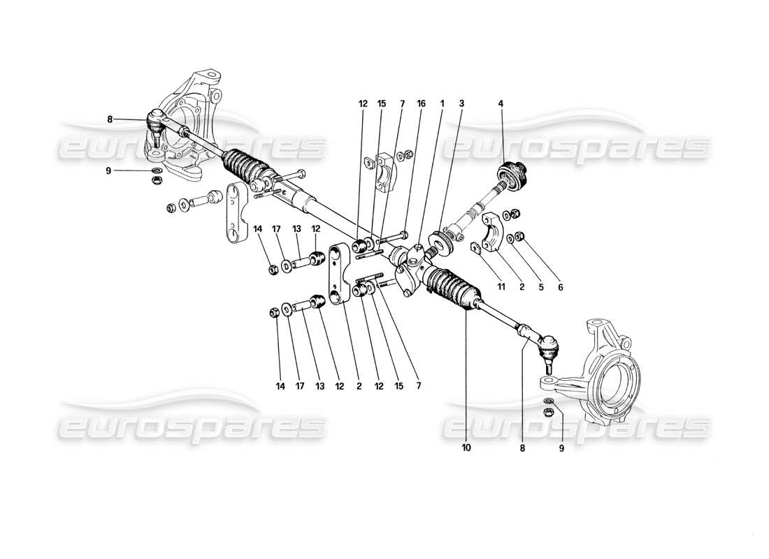 Ferrari 328 (1985) Steering Box and Linkage Part Diagram