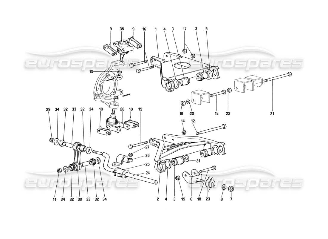 Ferrari 328 (1985) Front Suspension - Wishbones Part Diagram