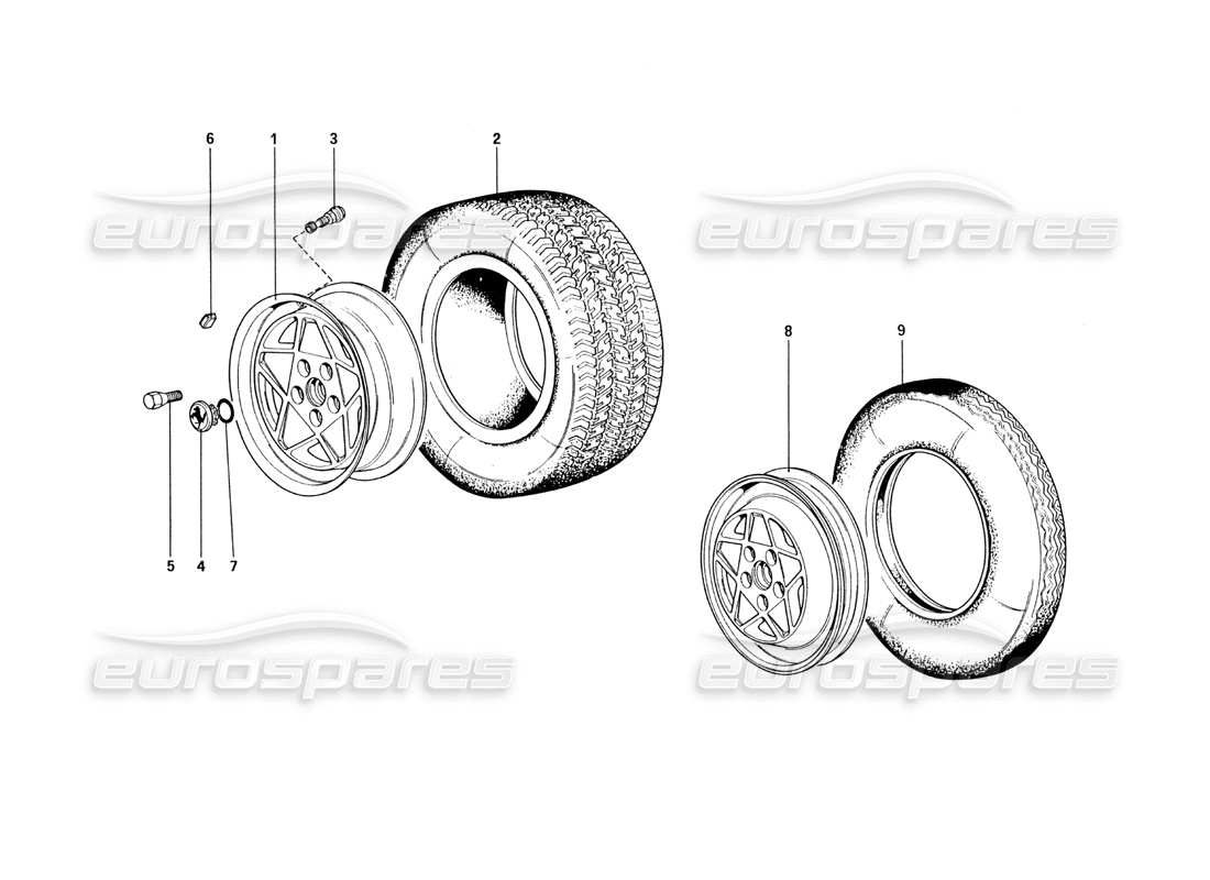 Ferrari 328 (1985) Wheels Part Diagram