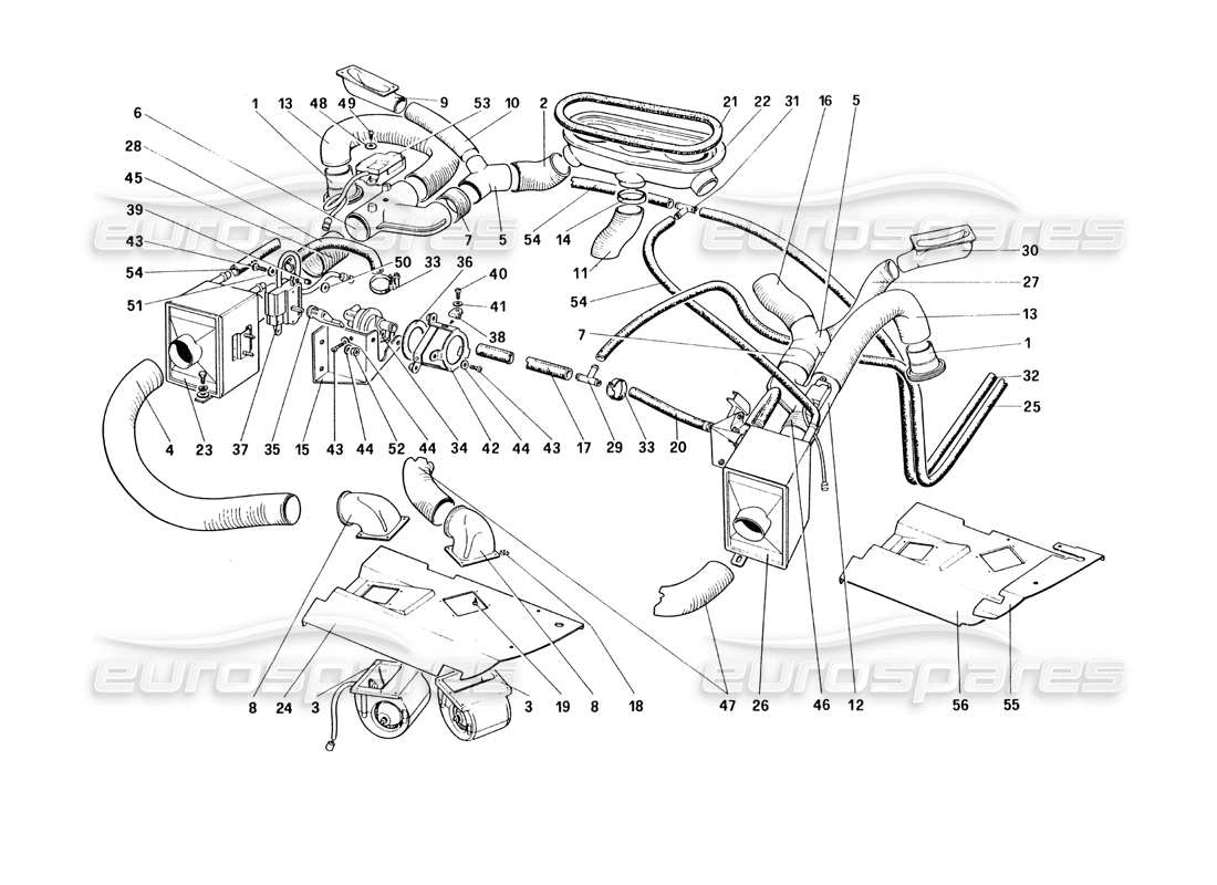 Ferrari 328 (1985) Heating System Part Diagram