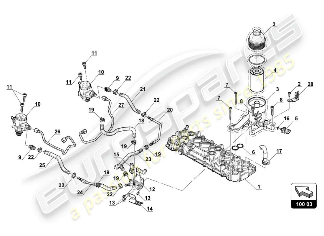 GT3 Evo (2018) HIGH PRESSURE PUMP Parts Diagram (100.03.00)