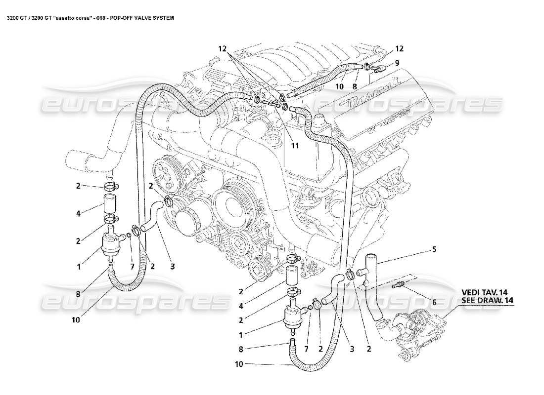 Maserati 3200 GT/GTA/Assetto Corsa Pop-Off Valve System Part Diagram