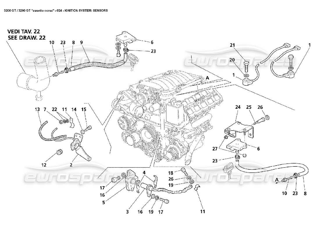 Maserati 3200 GT/GTA/Assetto Corsa Ignition System: Sensors Part Diagram