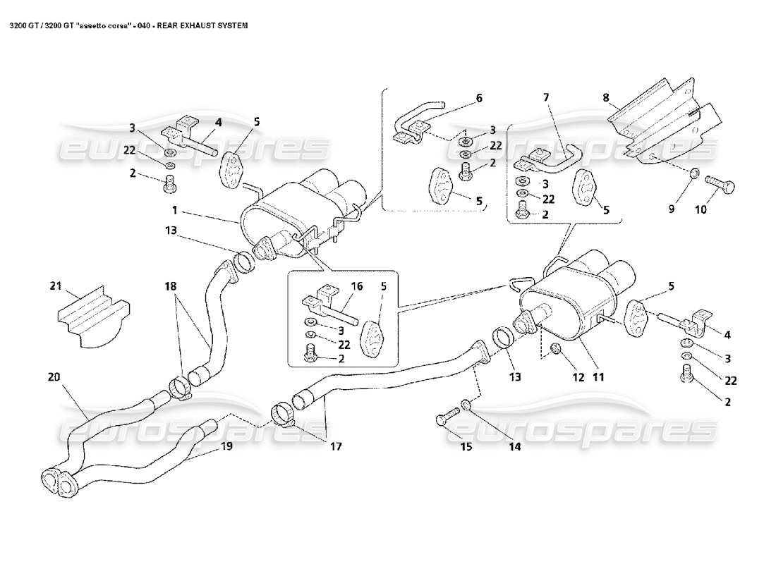 Maserati 3200 GT/GTA/Assetto Corsa Rear Exhaust System Part Diagram
