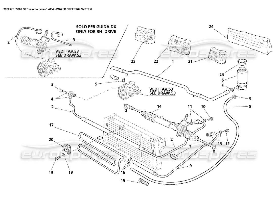 Maserati 3200 GT/GTA/Assetto Corsa Power Steering System Part Diagram