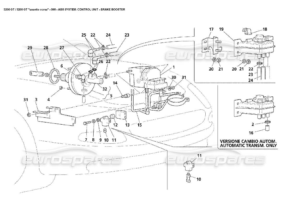 Maserati 3200 GT/GTA/Assetto Corsa ABS: ECU & Servo Part Diagram