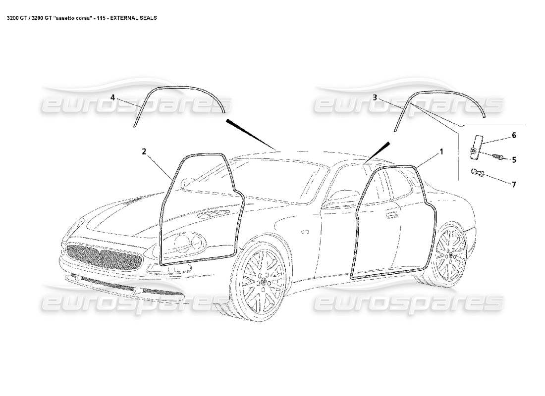 Maserati 3200 GT/GTA/Assetto Corsa External Seals Part Diagram