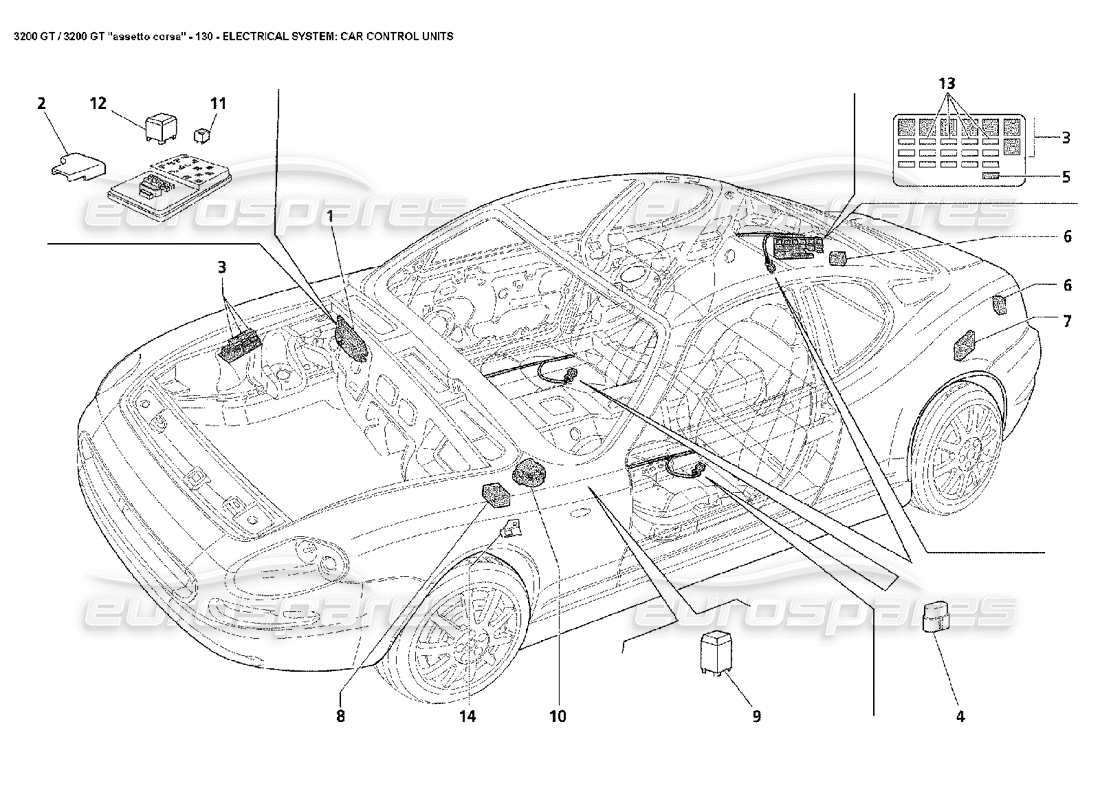 Maserati 3200 GT/GTA/Assetto Corsa Electrical: Car Control Units Part Diagram