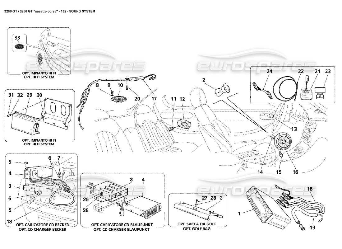 Maserati 3200 GT/GTA/Assetto Corsa Sound System Part Diagram