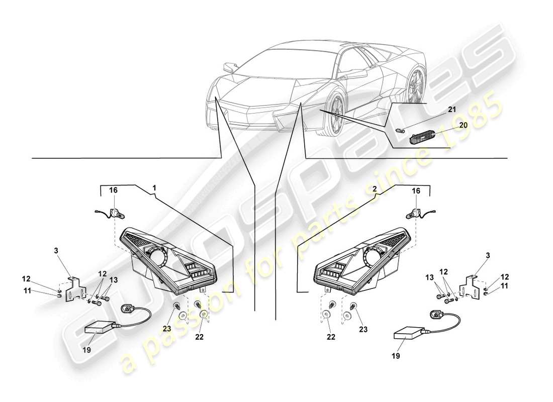 Lamborghini Reventon HEADLIGHT FOR CURVE LIGHT AND LED DAYTIME DRIVING LIGHTS Parts Diagram