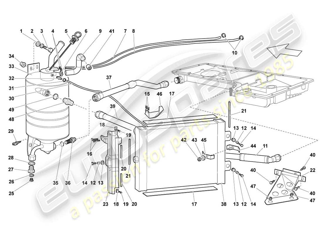 Lamborghini Reventon Roadster OIL COOLER Part Diagram