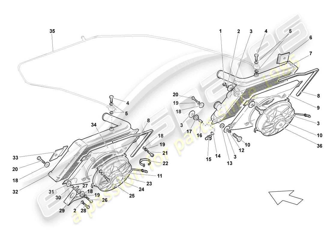 Lamborghini Reventon Roadster COOLER FOR COOLANT Part Diagram