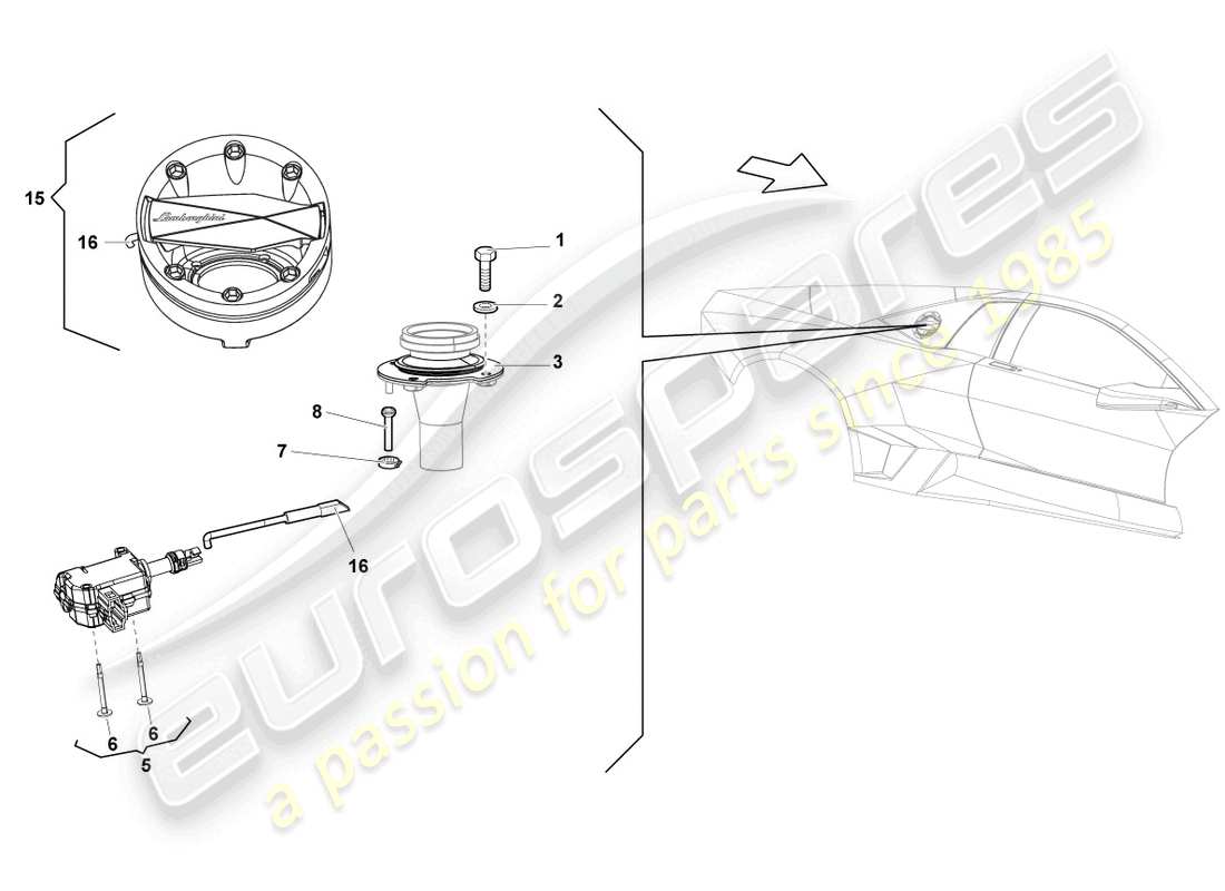 Lamborghini Reventon Roadster FUEL FILLER FLAP Part Diagram