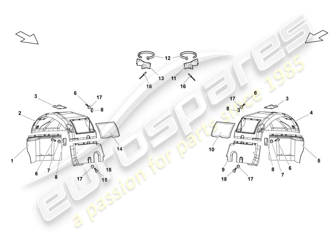 Lamborghini Reventon Roadster WHEEL HOUSING LINER FRONT Part Diagram