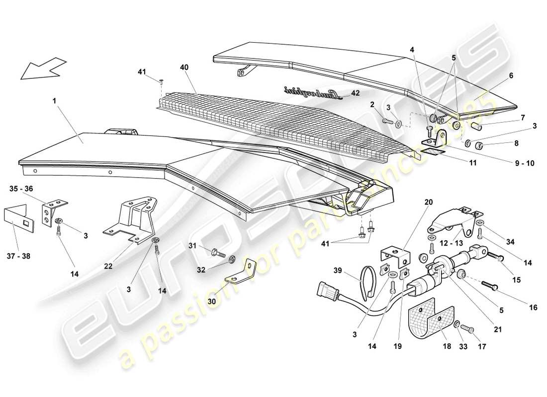 Lamborghini Reventon Roadster FLAP FOR ENGINE COVER Part Diagram