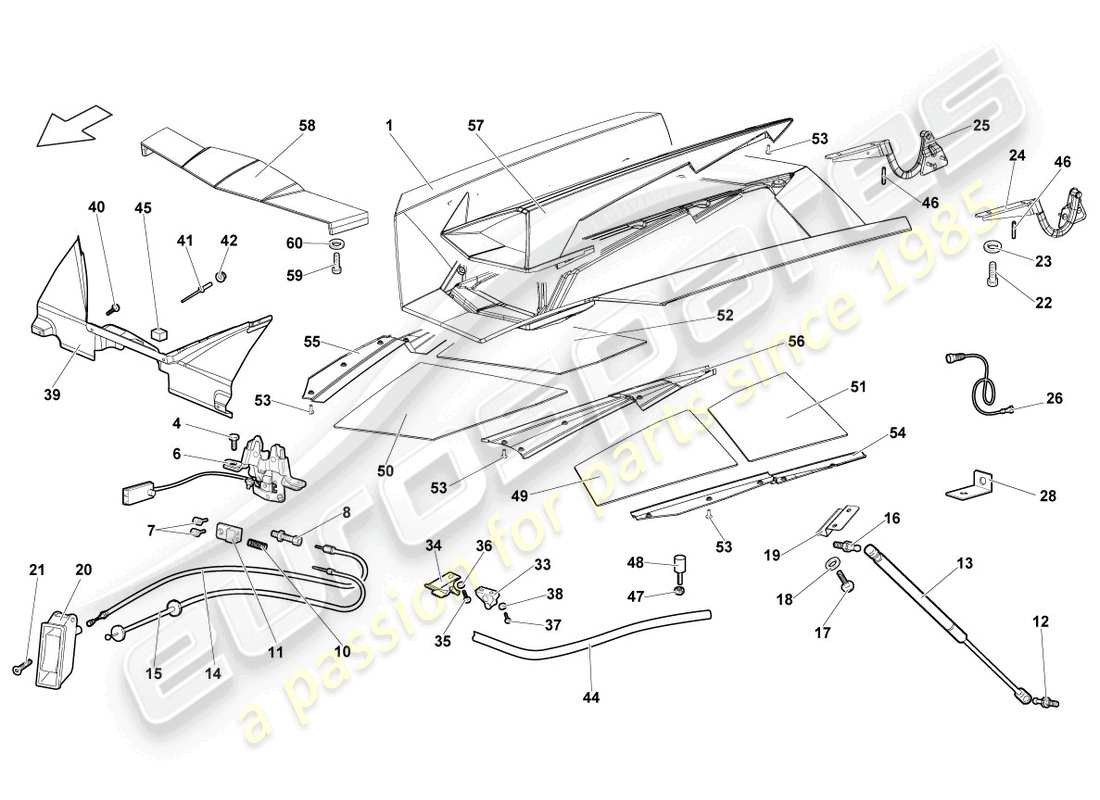 Lamborghini Reventon Roadster FLAP FOR ENGINE COVER REAR Part Diagram