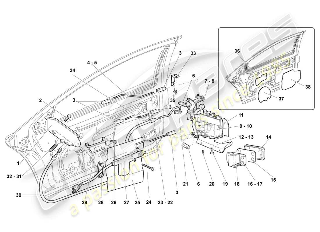 Lamborghini Reventon Roadster DOOR LOCK Part Diagram